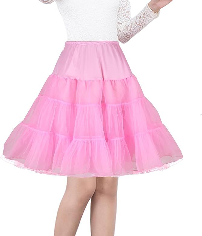 Women's 50s Vintage Petticoat 26" Crinoline Rockabilly Tutu Skirt Slip S-3XL | Amazon (US)