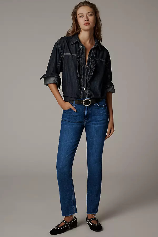 The Dazzler Mid-Rise Ankle Straight-Leg Jeans | Anthropologie (US)