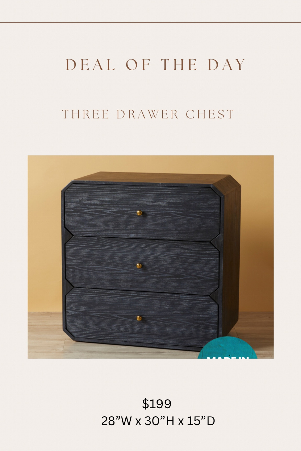 New find! Great price for the size of nightstand and love the angled edges! Prices for similar nightstands in this size and style range from $800-$2200! This is a steal!