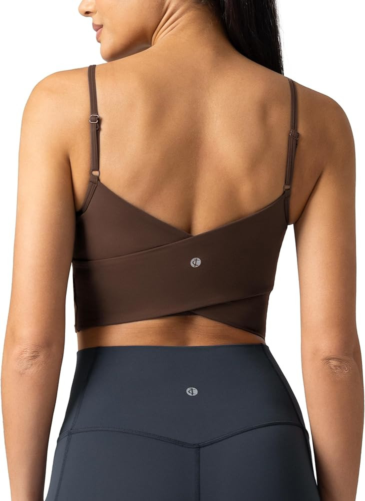 Colorfulkoala Women's Dreamlux Crop Tank Tops with Built in Bra Adjustable Spaghetti Strap Workou... | Amazon (US)