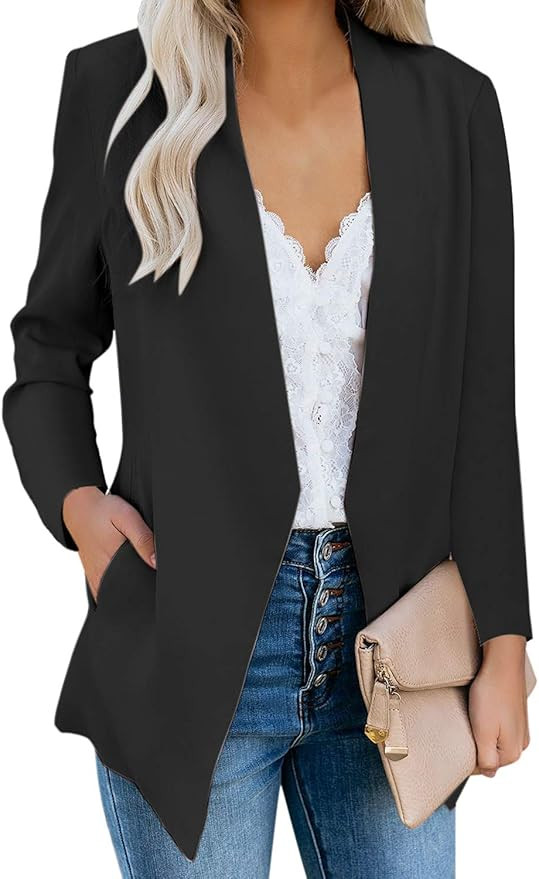 GRAPENT Women's Open Front Business Casual Pocket Work Office Blazer Jacket Suit | Amazon (US)
