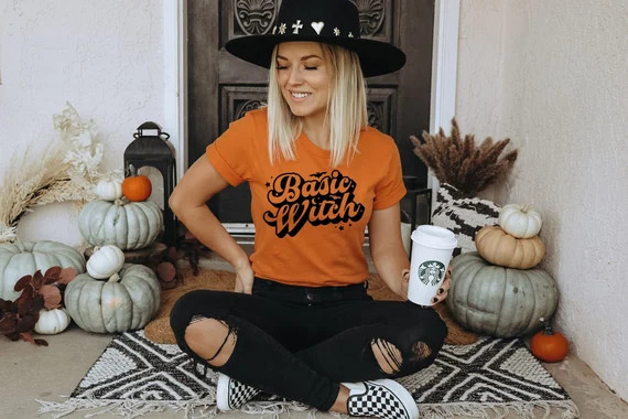 Basic Witch T Shirt Halloween Shirt Basic Witch Tee Bats | Etsy | Etsy (US)