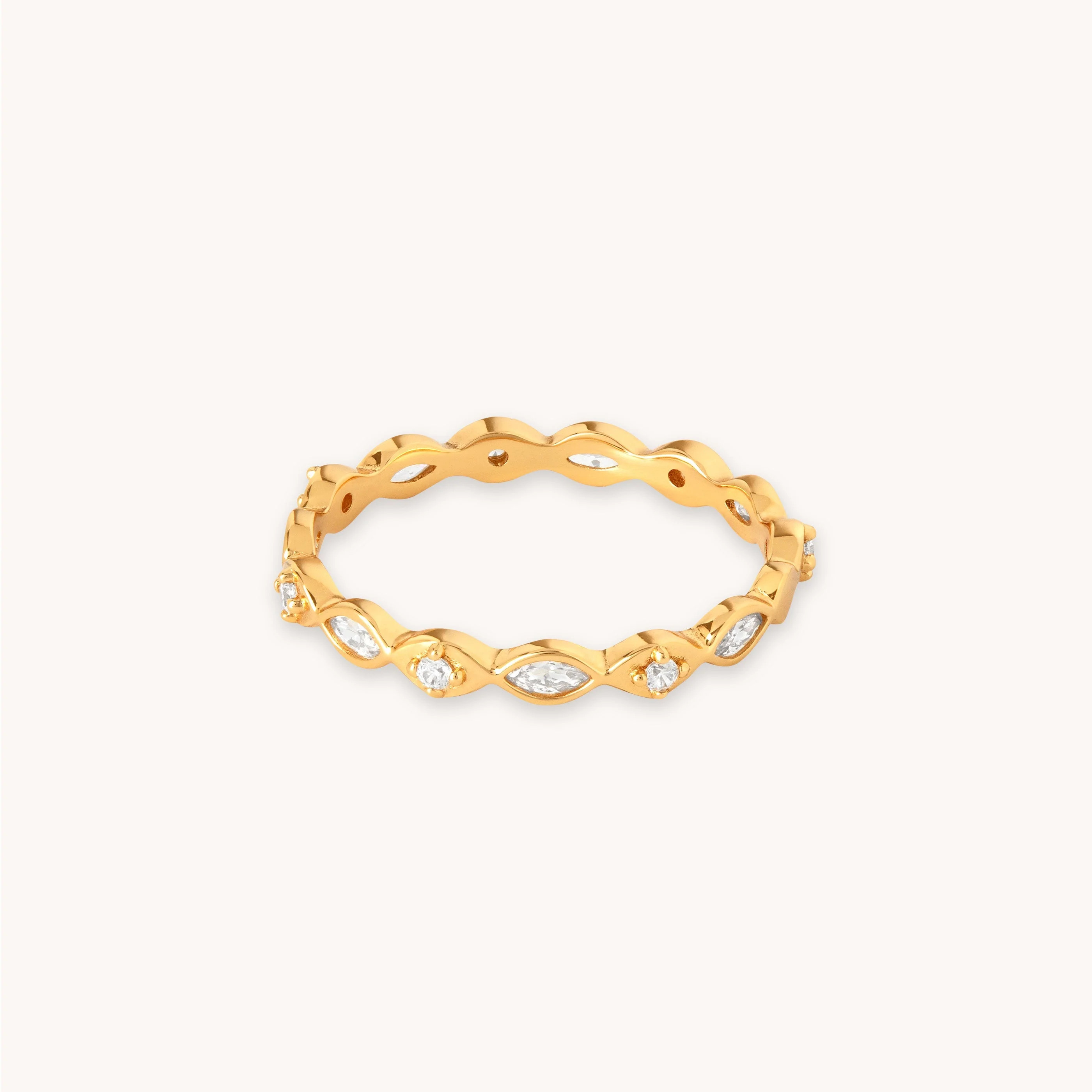 Navette Crystal Gold Band Ring | Astrid & Miyu Rings | Astrid and Miyu