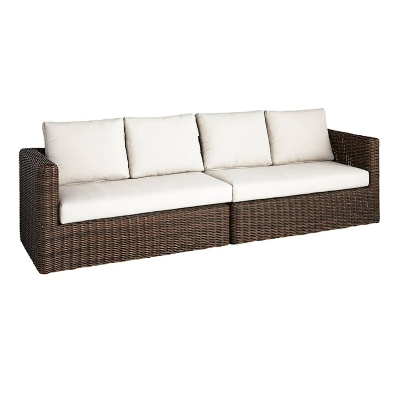 2-Piece Espresso Wicker with Sand Cushions Patio Sofa | At Home