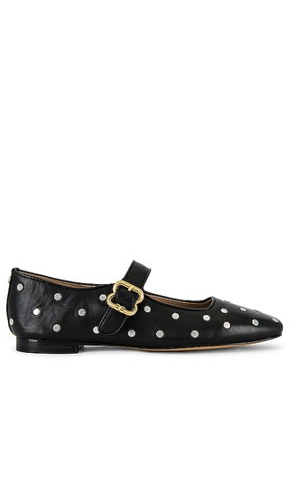 Michaela Stud Flat in Black | Revolve Clothing (Global)