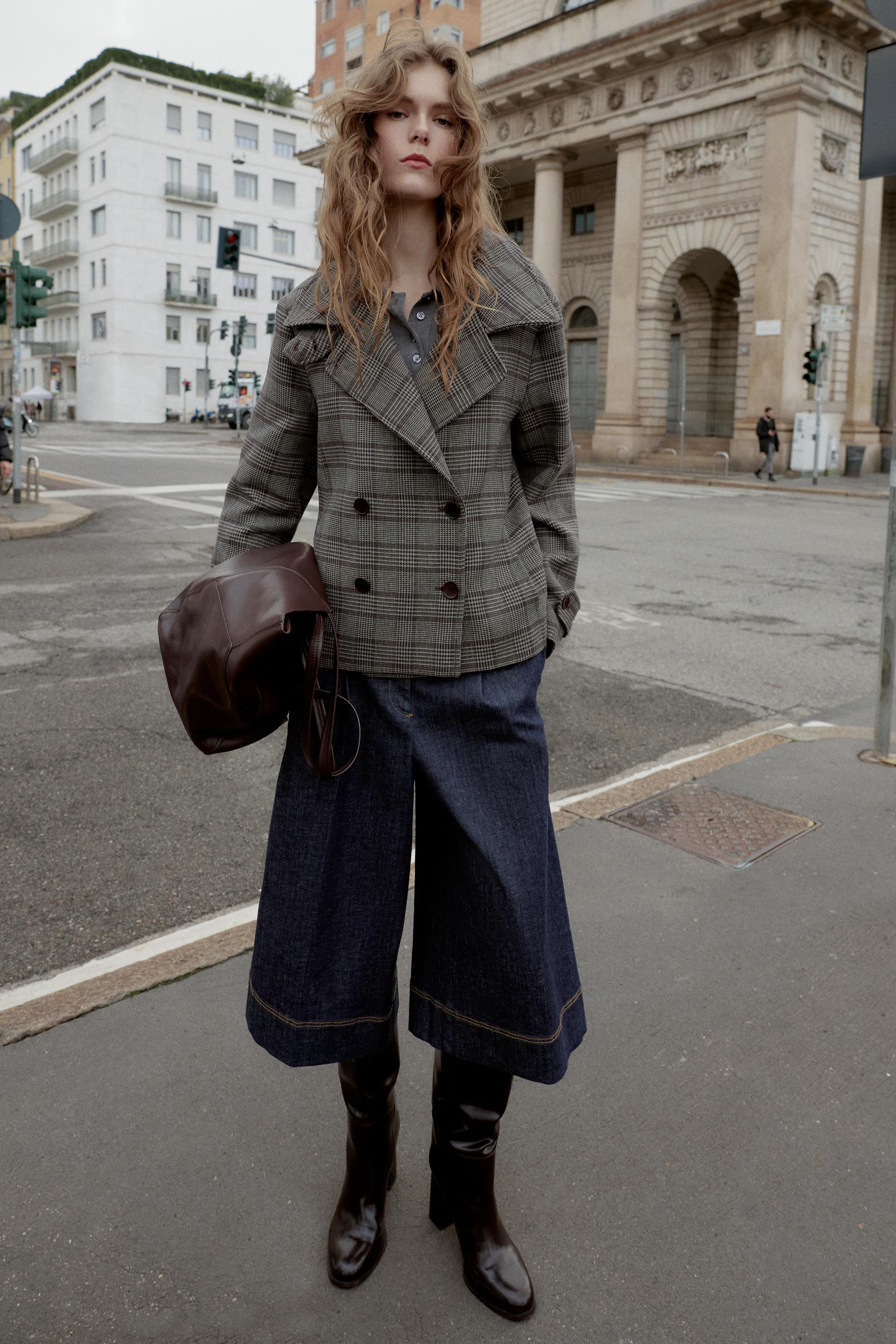 CHECKED DOUBLE-BREASTED JACKET | Zara UK