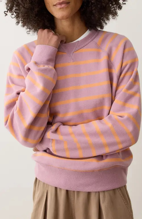 Marine Layer Cloud 9 Fleece Reversible Sweatshirt in Lilas/Orange Stripe at Nordstrom, Size Small | Nordstrom