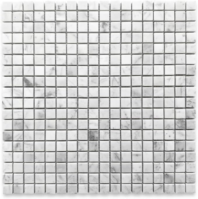 Stone Center Online Carrara White Marble 5/8x5/8 Square Mosaic Tile Honed Kitchen Bath Wall Floor... | Amazon (US)
