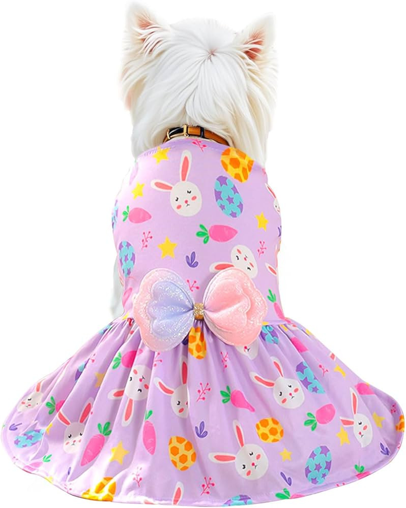 Pet Dog Easter Outfit, Egg Bunny Carrot Purple Dog Dress Spring Summer Pet Doggie Apparel for Dog... | Amazon (US)