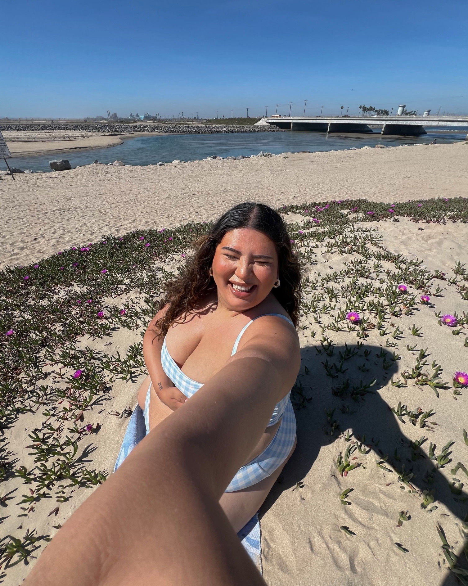 Spring Beach Day 🩵 

Bikini & Pant Sizes: 26/28

#bikini #gingham #tankini #plussizeswim #plusfashion

#LTKPlusSize #LTKootd