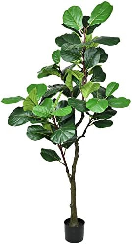 Artiflr 5Ft Artificial Plant Fiddle Leaf Fig Tree Fake Tree in Pot Natural Faux Tree Ficus Lyrata Gr | Amazon (US)