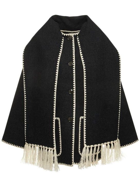 Bestickte Jacke aus Wollmischgewebe mit Schal | Luisaviaroma