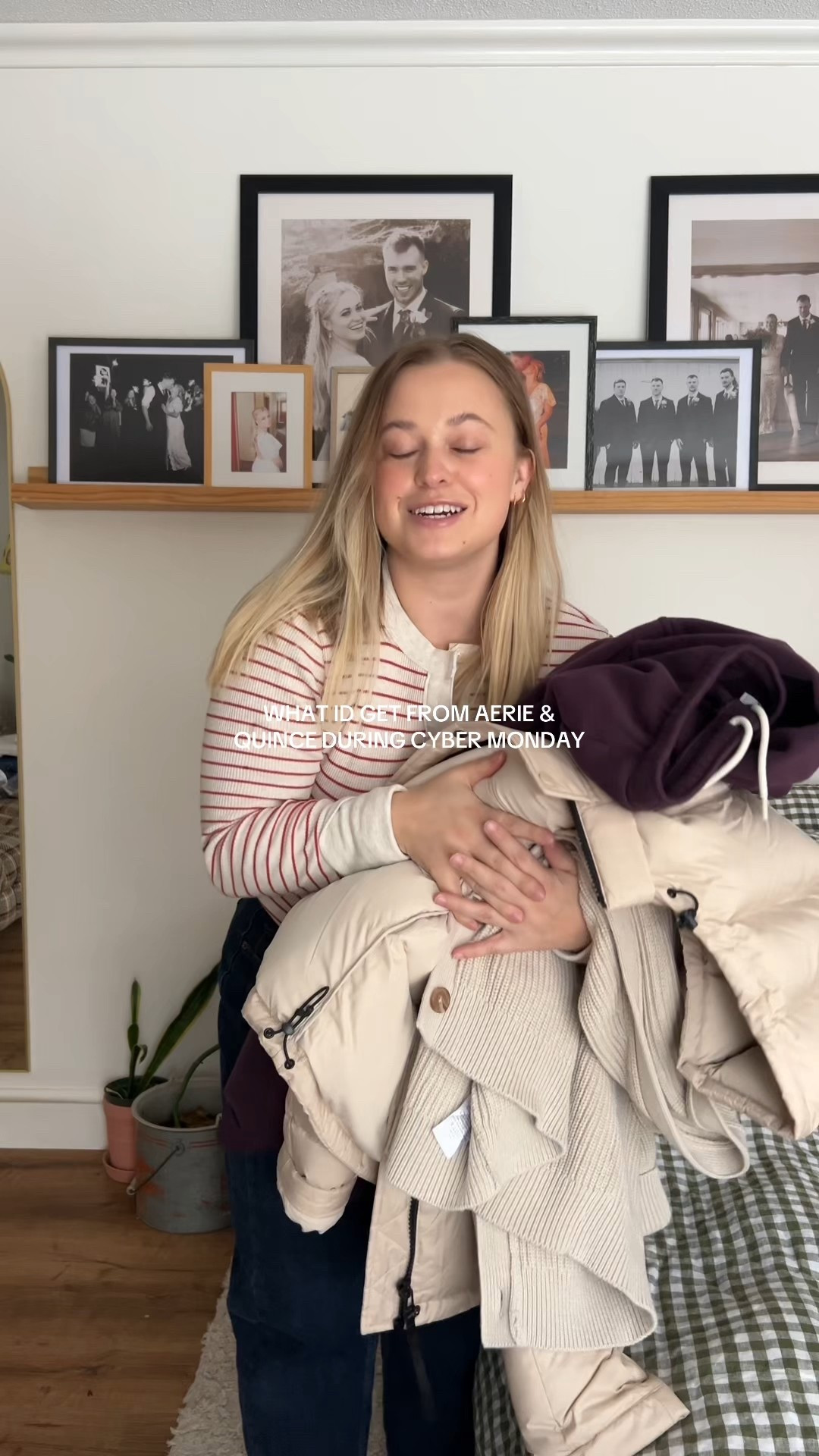 What id get from aerie & quince during cyber Monday sales 

Henley size medium 
Purple hoodie size medium 
Purple joggers size large s 
Puffer size medium 
Cardigan size xl 


#LTKGiftGuide #LTKHoliday #LTKCyberWeek