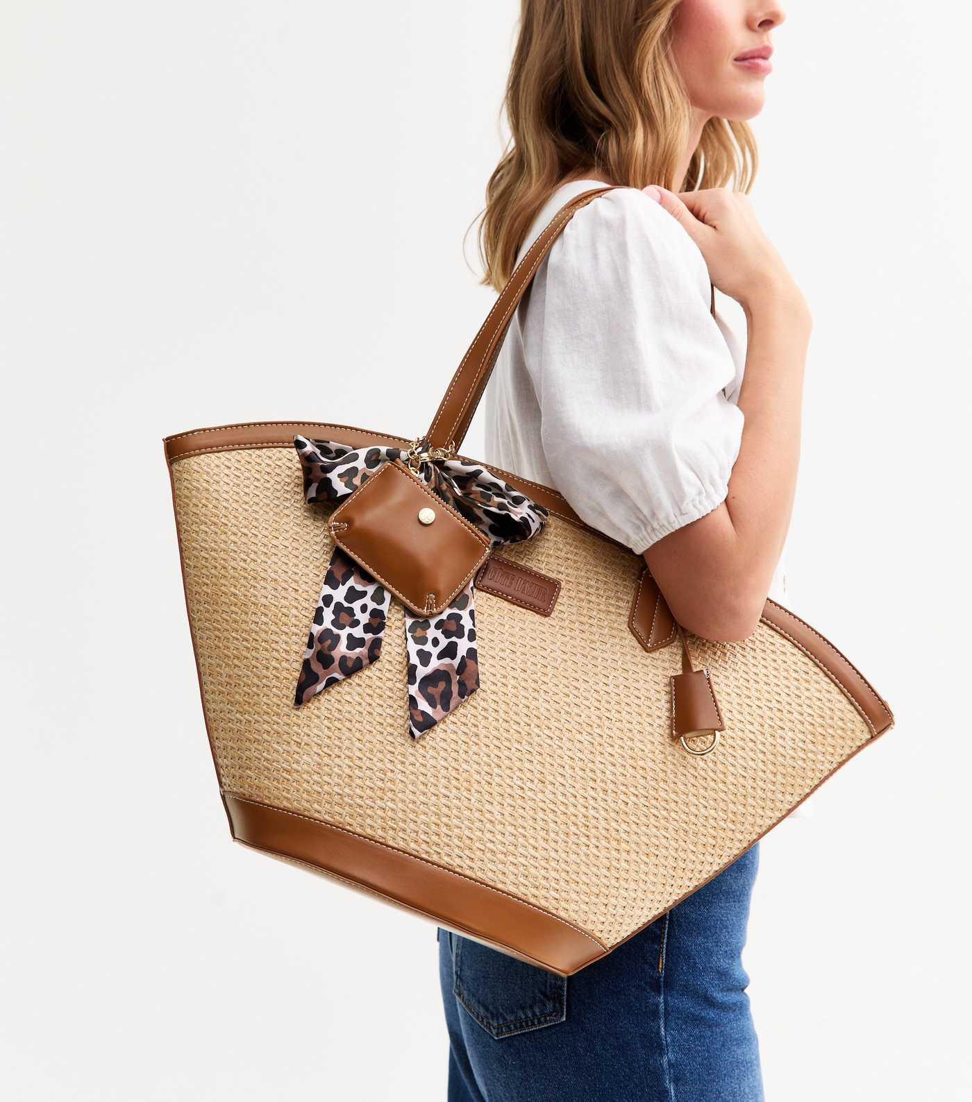 Stone Faux Leather Trimmed Raffia Look Tote Bag | New Look | New Look (UK)