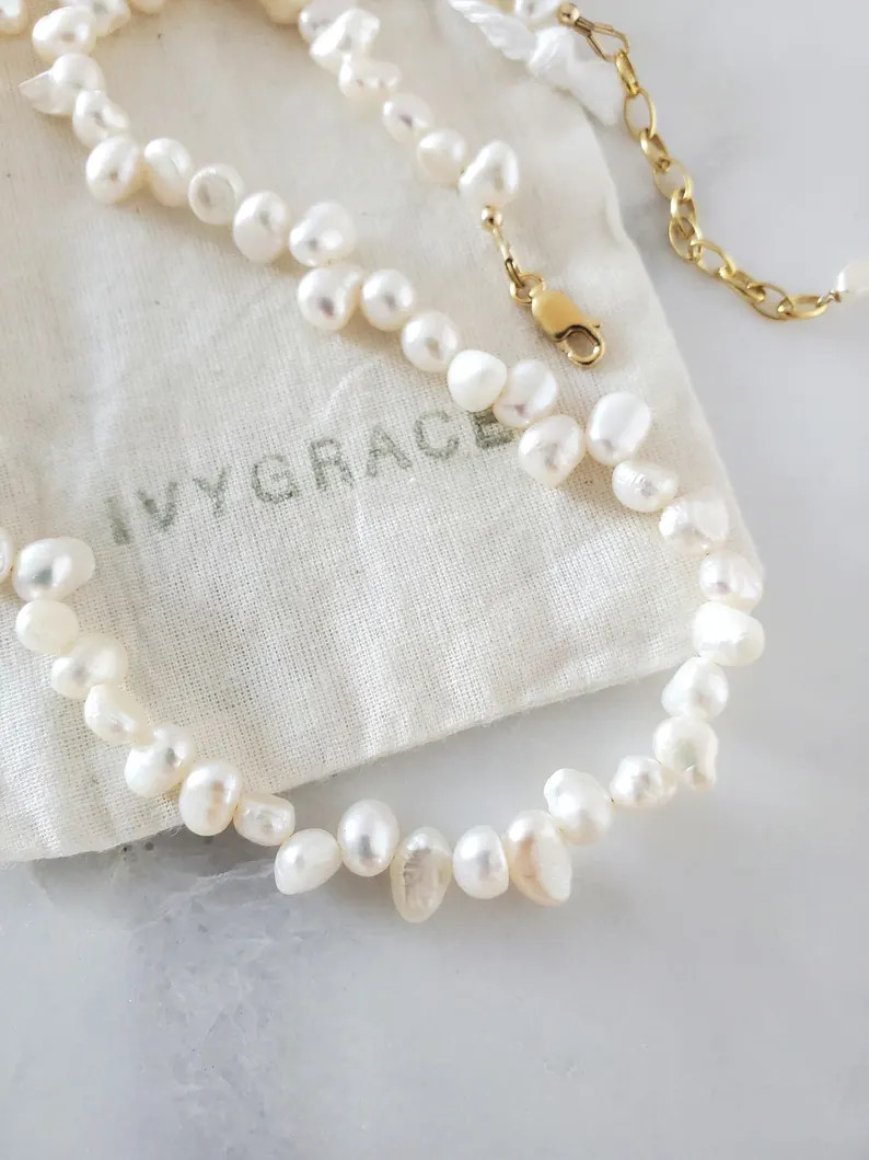 Irregular Pearl Beaded Necklace - Freshwater Pearl - Handmade Jewellery | Etsy (Global)