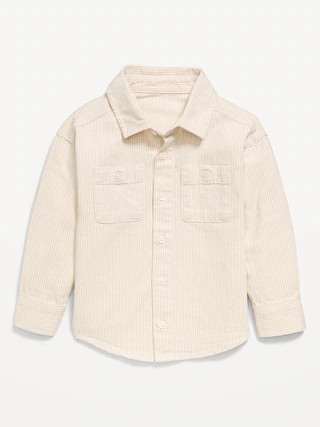 Oversized Long-Sleeve Striped Utility Shirt for Toddler Boys | Old Navy (CA)