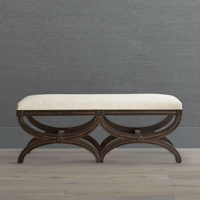 Theo Bench with Carved Solid Oak Frame & High-Density Foam Cushion | Frontgate
