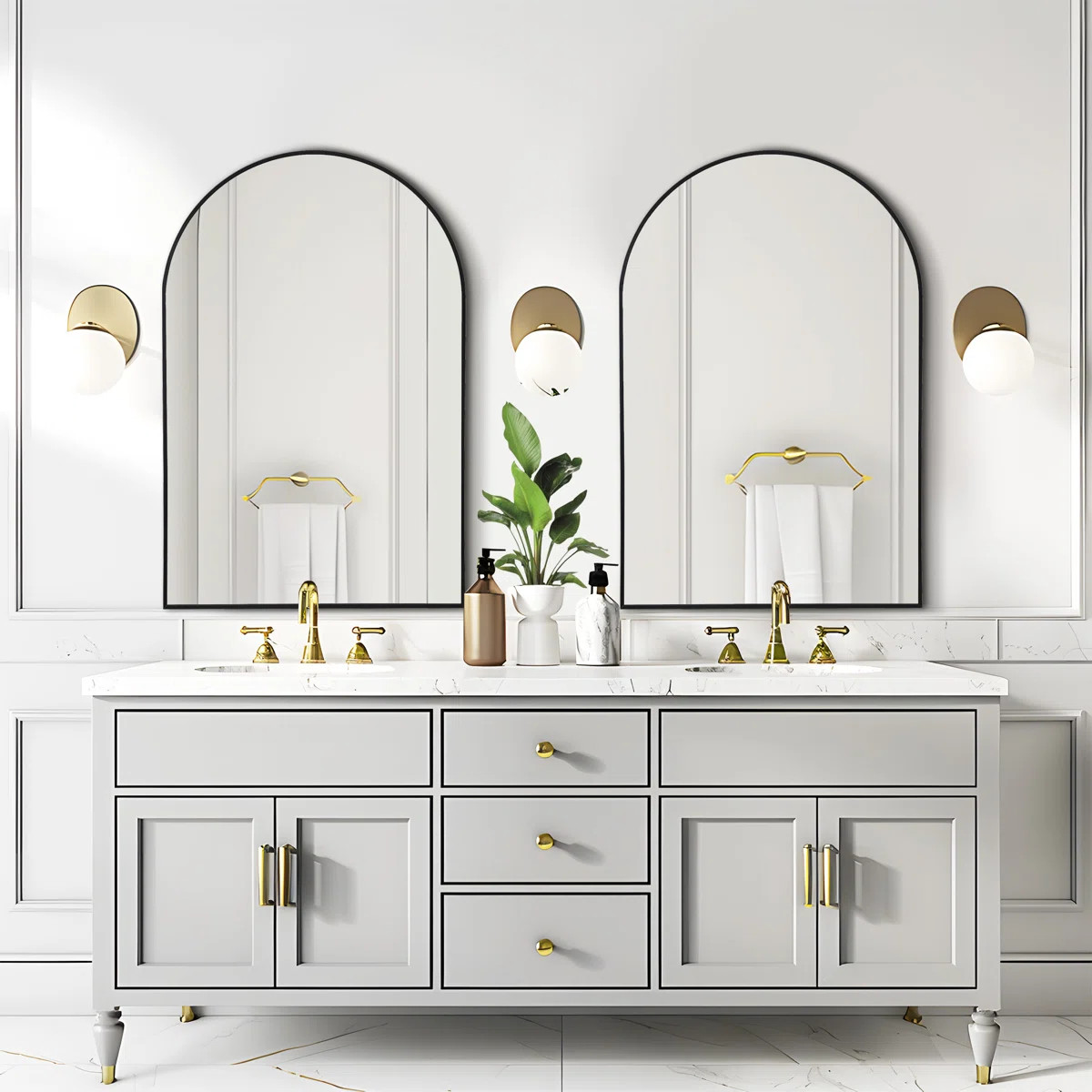 Breakwater Bay Arch Metal Accent Mirrors Modern Bathroom/Vanity Mirrors Decorative Leaning Mirror... | Wayfair North America