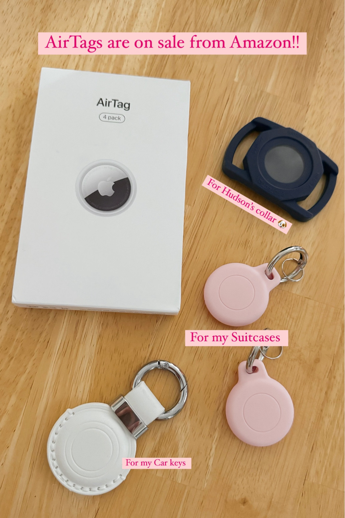 Got some more apple AirTags from Amazon since they are on sale! The pack of 4 is perfect for me! I’m going to use one for my car keys, two for my suitcases, and one waterproof one on my dog’s collar 

#LTKTravel #LTKFindsUnder100 #LTKSaleAlert