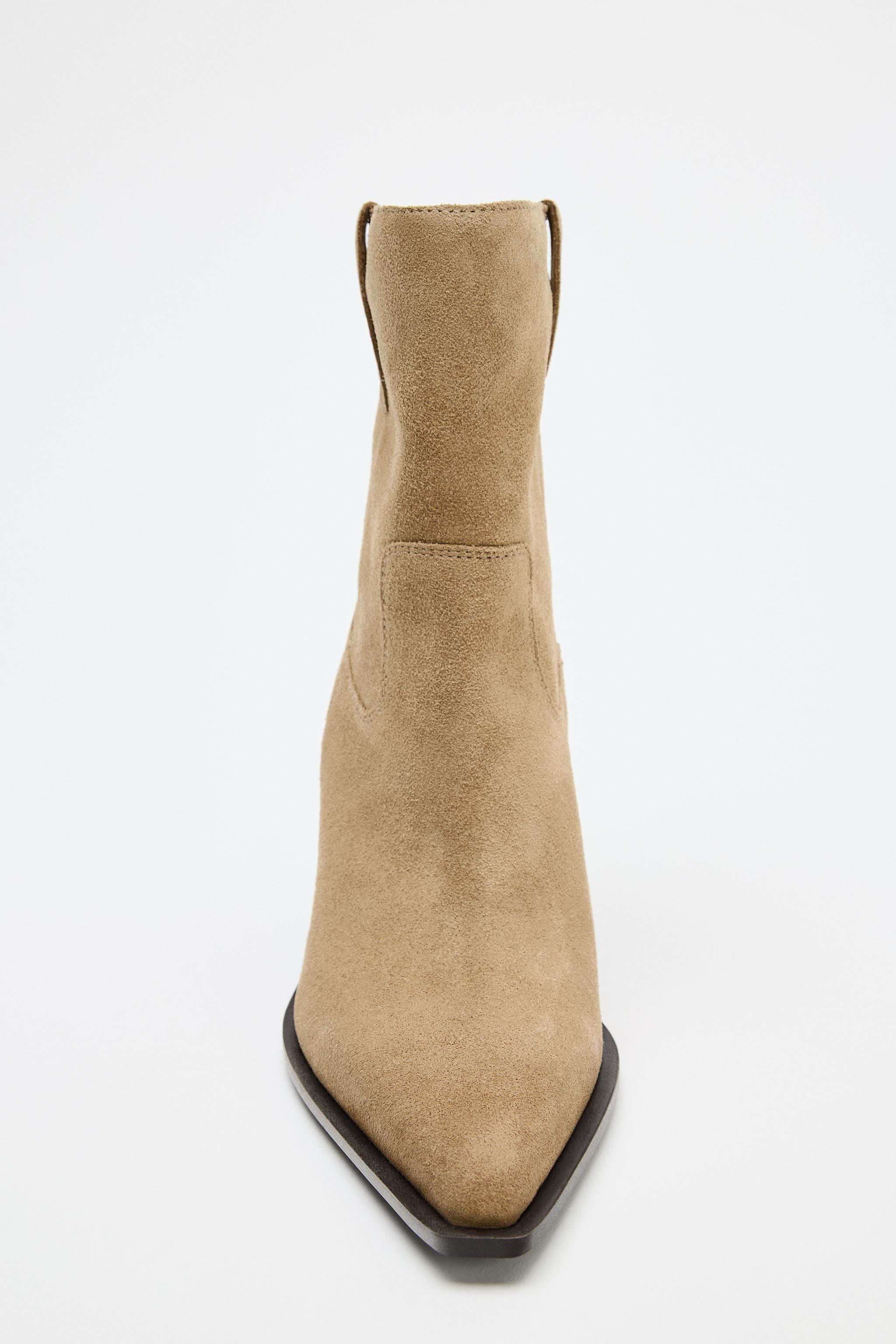 SUEDE COWBOY ANKLE BOOTS | Zara US