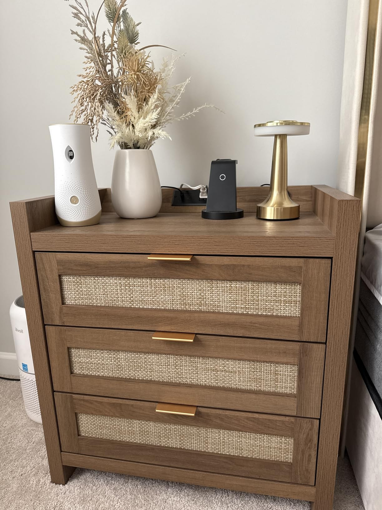 SICOTAS Rattan Night Stand Set of 2 - Tall Nightstands with Type-C Charging Station, 3 Rattan Sto... | Amazon (US)