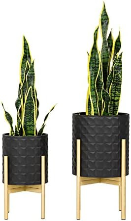 Mid Century Planters for Indoor Plants, Set of 2, Modern Decorative Metal Planter Pots for Living... | Amazon (US)