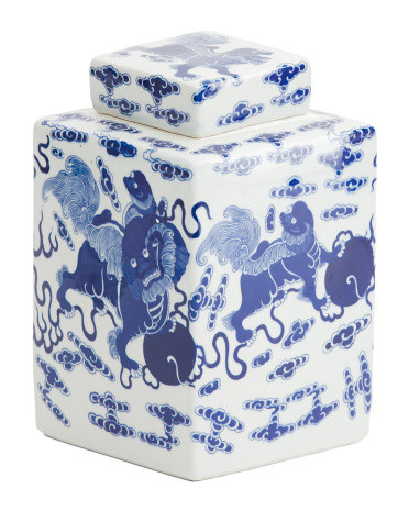 Foo Dog Square Tea Jar With Lid | TJ Maxx