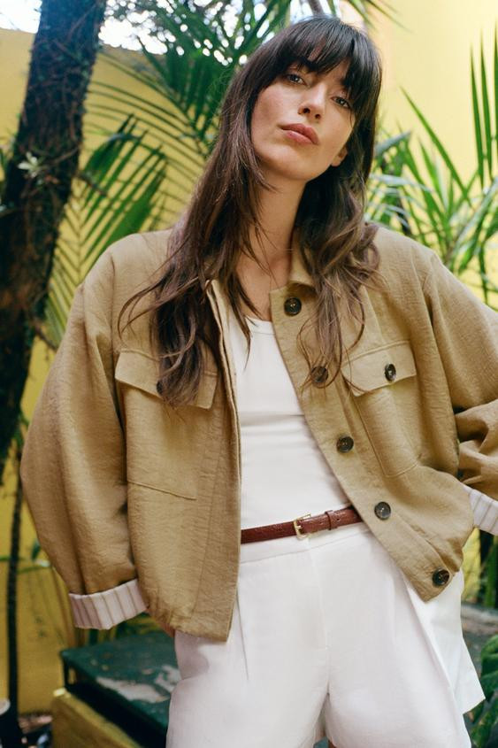 SHORT JACKET WITH ROLLED-UP SLEEVES | Zara US