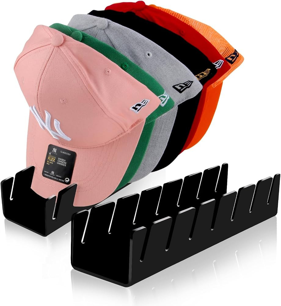Hat Stand for Baseball Caps, 2 Pcs No Install Acrylic Hat Organizer for 14 Baseball Caps, Hat Rac... | Amazon (US)