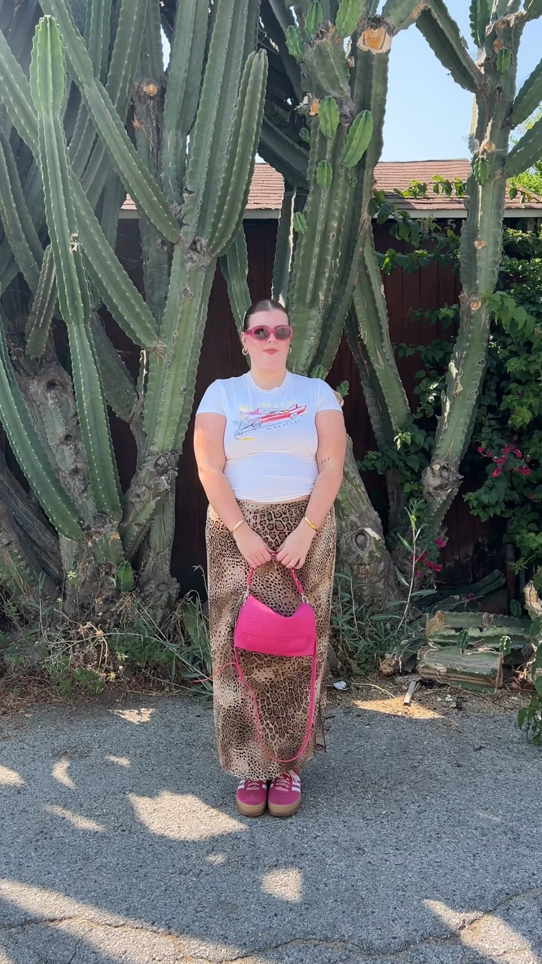 shopping day 🐆🛍️
Top L
Skirt thrift but XL 

Cheetah print maxi skirt, baby tee, pink sunglasses, pink crossbody purse, adidas platform sneakers, daily outfit, plus size 

#LTKStyleTip #LTKShoeCrush #LTKPlusSize