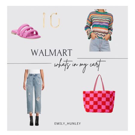 Walmart fashion finds in my cart right now. Love these! 

#walmart #fashion #fashionfinds #sweater #purse #sandals #denim #ootd #springfashion #womensfashion 