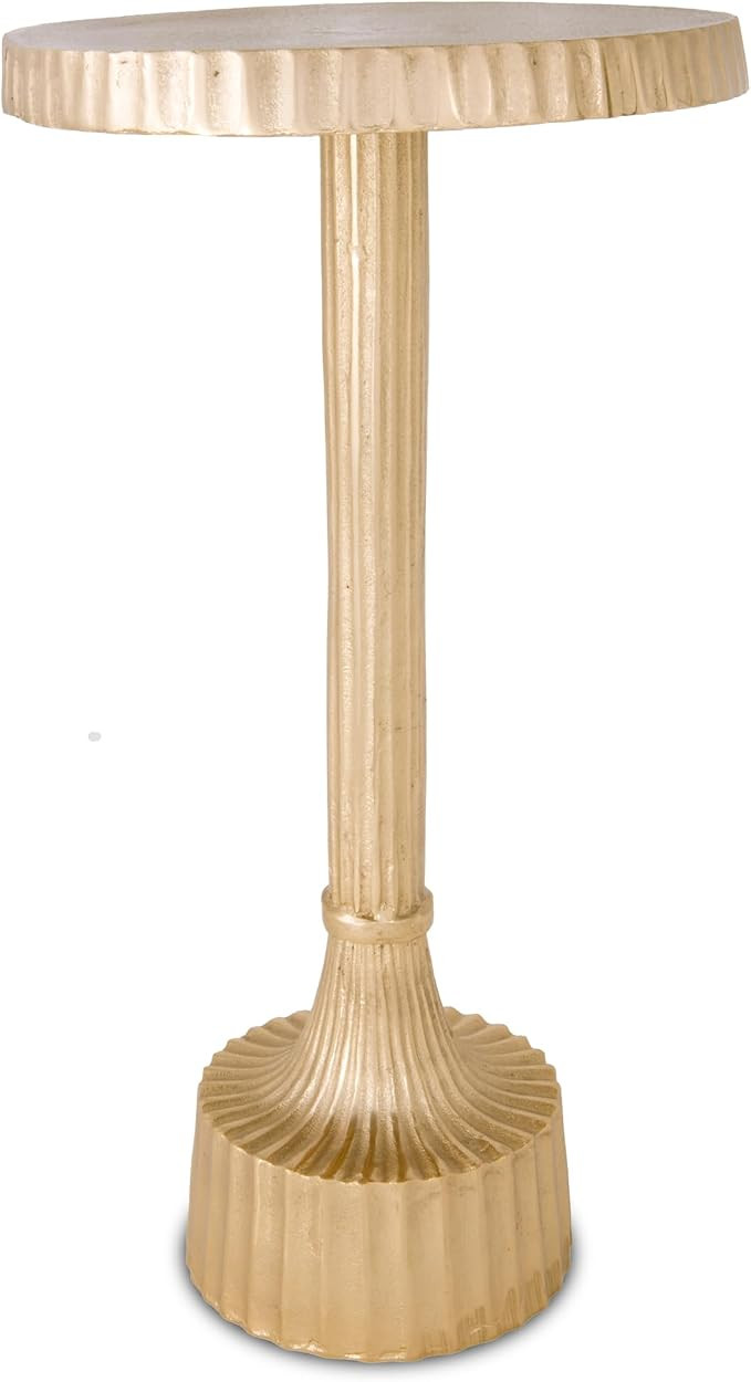 OBJET D'ART Inverness Small Round Gold End Table, 22" H | Vintage Metal Accent, Side Table, Pedes... | Amazon (US)