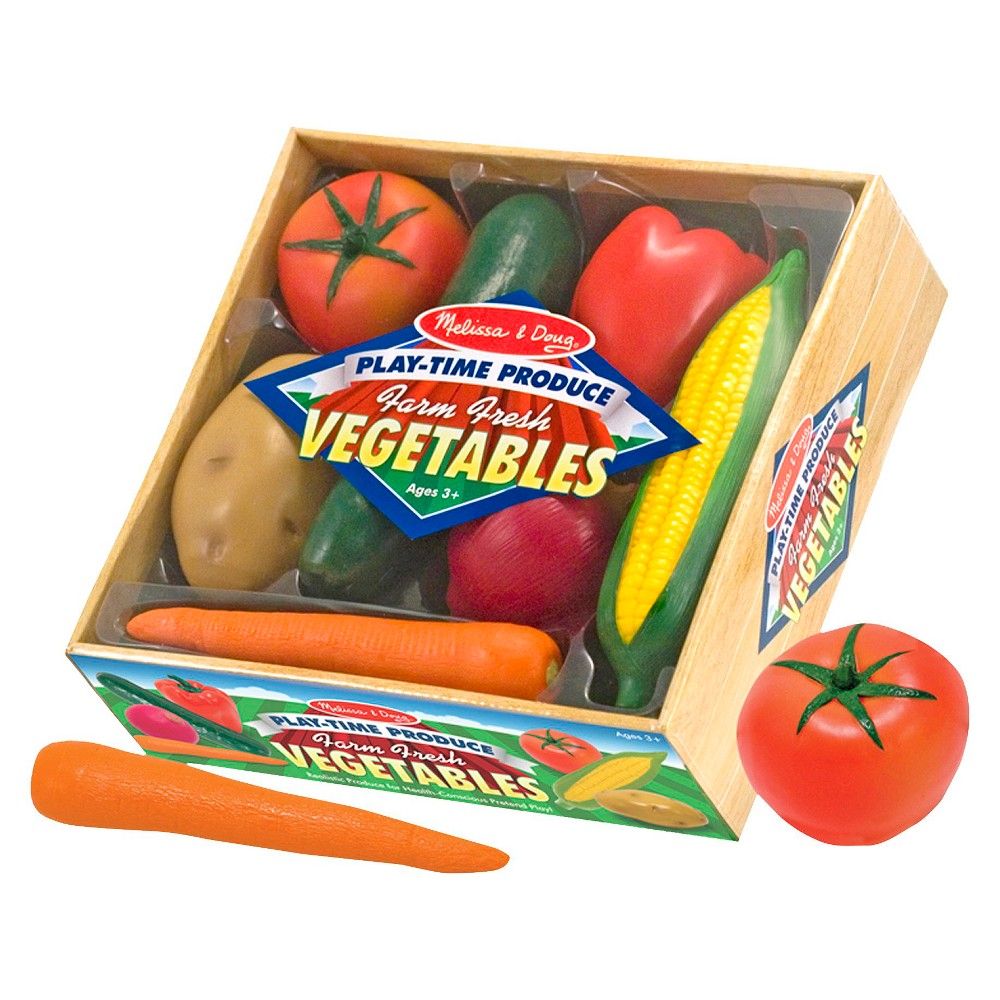 Melissa & Doug Playtime Produce Vegetables Play Food Set With Crate (7pc) | Target