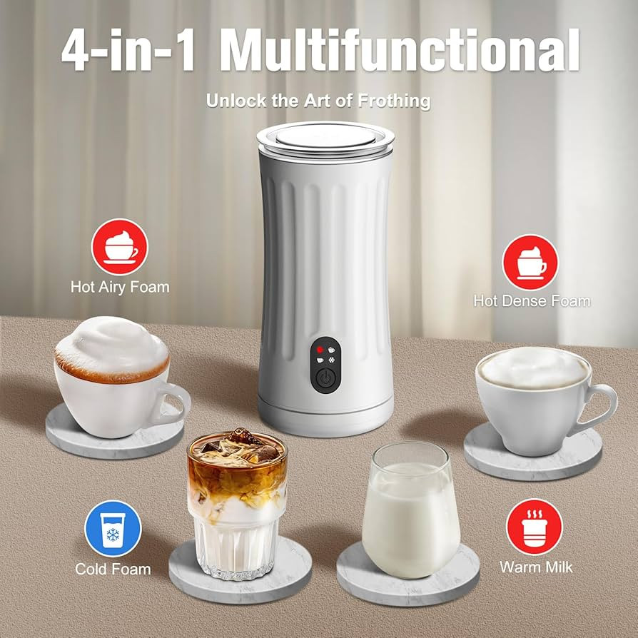 Electric Milk Frother, 4-in-1 Milk Steamer and Frother, 8.1oz/240ml Automatic Warm and Cold Foam ... | Amazon (US)