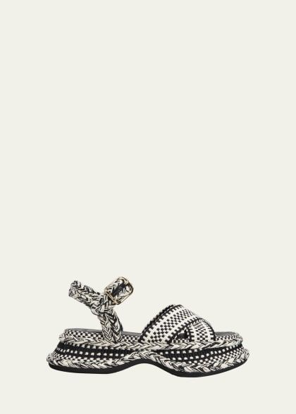 Chloe Meril Woven Cotton Ankle-Strap Sandals | Bergdorf Goodman
