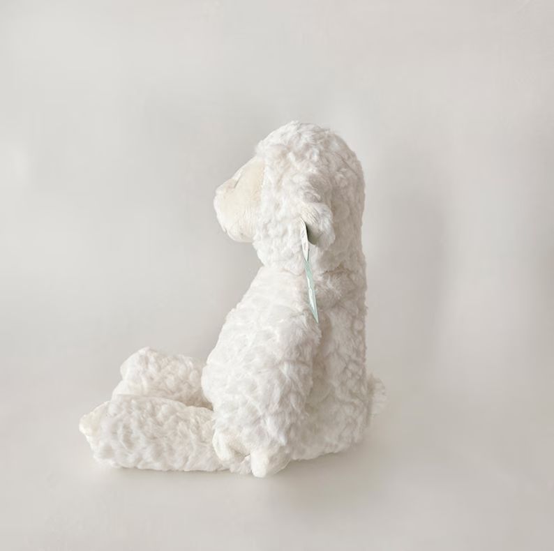 Nd-white Plush Lamb: Personalize Option, Stuffed Animal W/plush Fur & Embroidered Eyes, Baby Show... | Etsy (US)