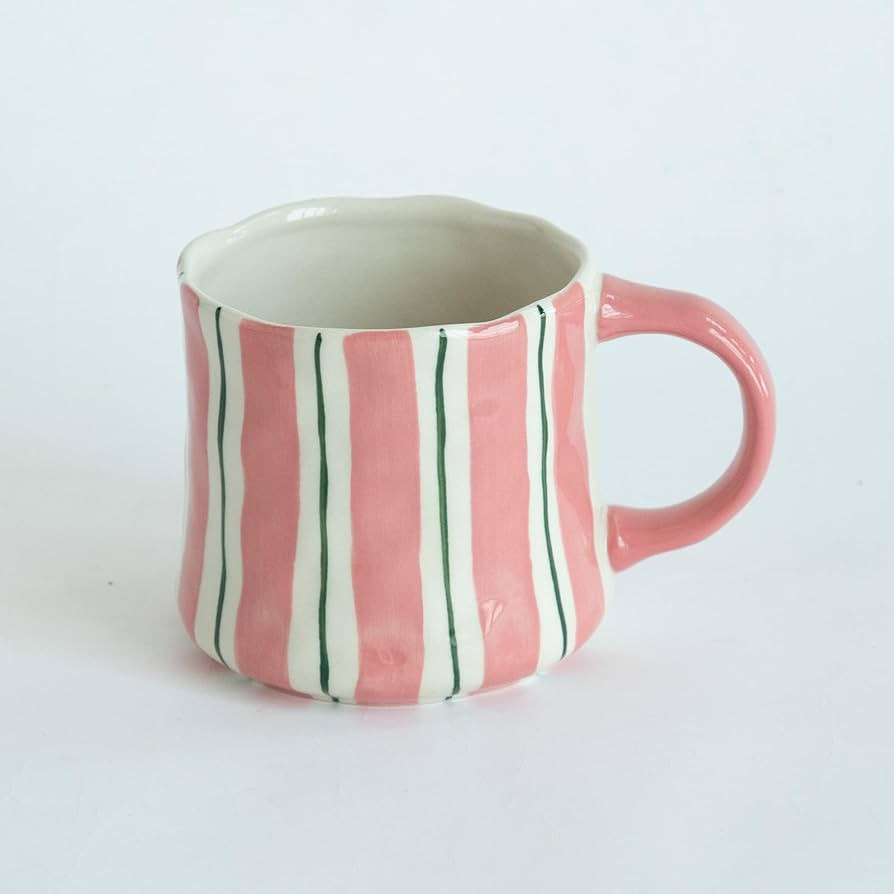 Vibrant Striped Ceramic Coffee Mug - Unique Red Design, 12oz, Microwave & Dishwasher Safe, Perfec... | Amazon (US)