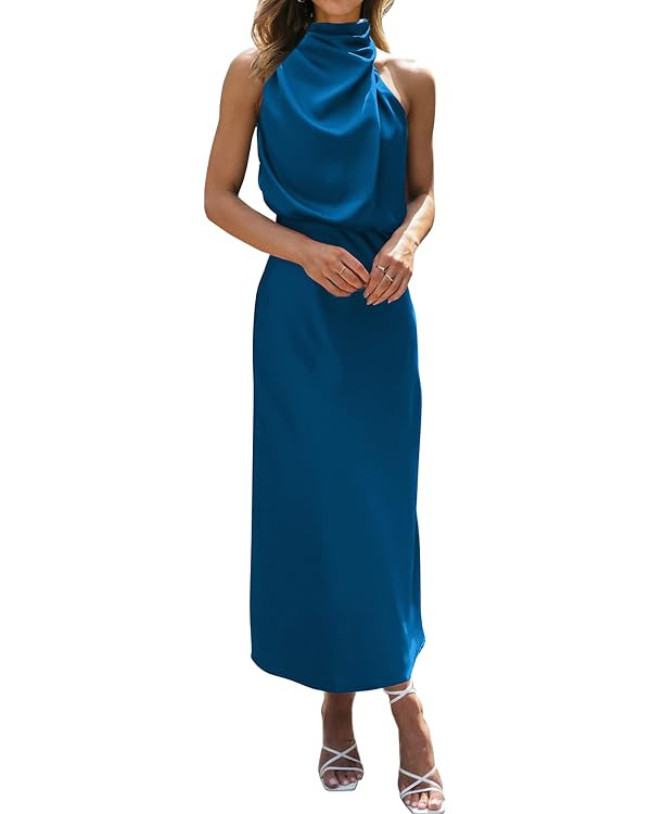 BTFBM Women's Sleeveless Cocktail Dresses Mock Neck Keyhole Elastic High Waist Wedding Guest Even... | Amazon (US)
