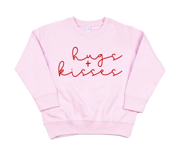 Hugs and Kisses Kids Sweatshirt Toddler Youth Valentines | Etsy | Etsy (US)