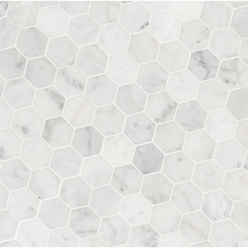 Carrara White 2" x 2" Marble Honeycomb Mosaic Wall & Floor Tile | Wayfair North America