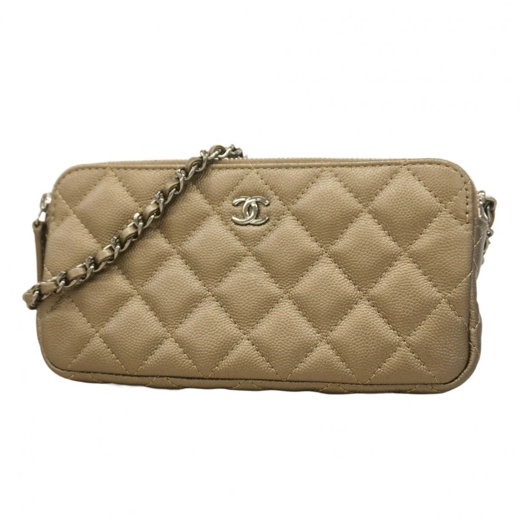 Chanel Metallic Grained Calfskin Chain/Shoulder Wallet (Pre-Owned) | Shop Simon