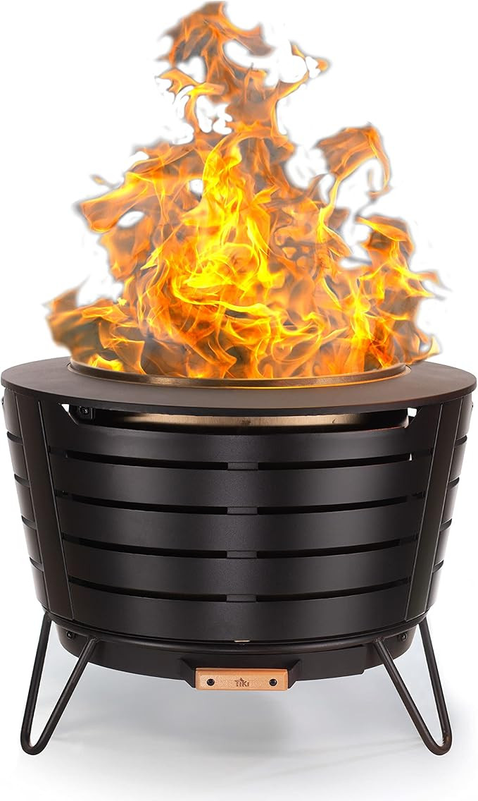 TIKI Brand Smokeless Patio Fire Pit, Wood Burning Outdoor Fire Pit - Includes Wood Pack, Modern D... | Amazon (US)