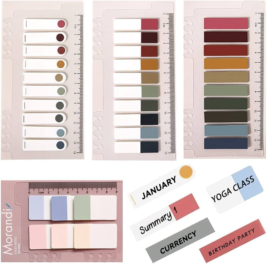 AIYUENCICI Index Tabs with Ruler, 4 Pack 660 Pieces Sticky Tab, Note Page Marker, Writable and Re... | Amazon (US)