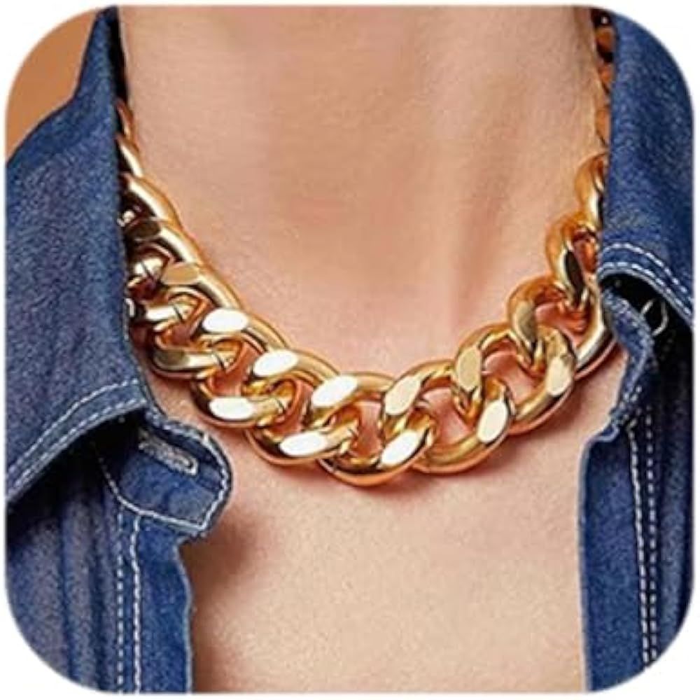 Octwine Statement Punk Cuban Link Chain Choker Necklace Chunky Chain Link Necklace Boho Fashion C... | Amazon (US)