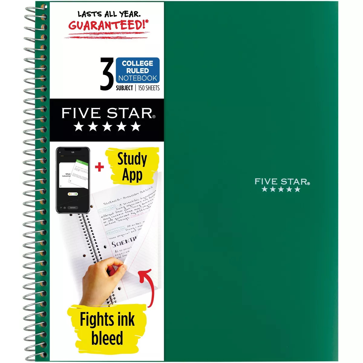 Five Star 3 Subjects 150pg College Ruled Spiral Notebook (Colors May Vary): Perforated, Acid-Free... | Target