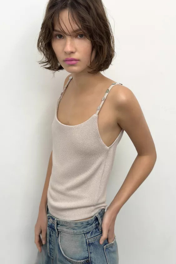 BUTTON DETAIL KNIT TOP | Zara US