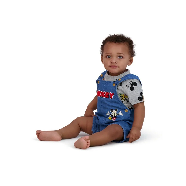 Mickey & Pluto Baby Boy Shortall Set, Sizes 0/3 Months-24 Months | Walmart (US)