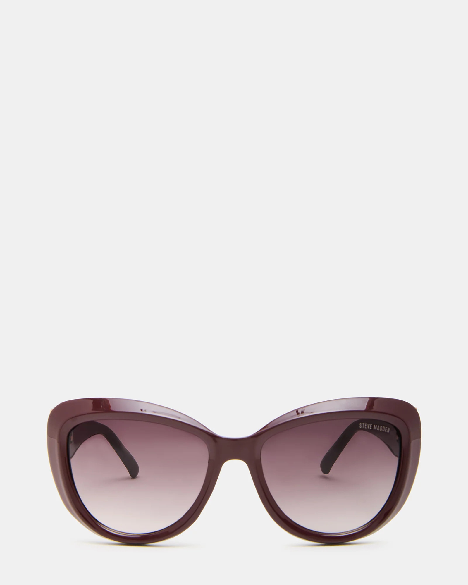 STARLINA Burgundy Frame Smoke Brown Gradient Cat Eye Sunglasses | Steve Madden (US)