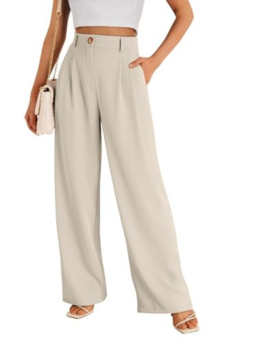 LILLUSORY Wide Leg Dress Pants Womens Palazzo 2024 Summer High Waisted Formal Business Work Trousers Suit Straight Dressy Pants Beige | Amazon (US)