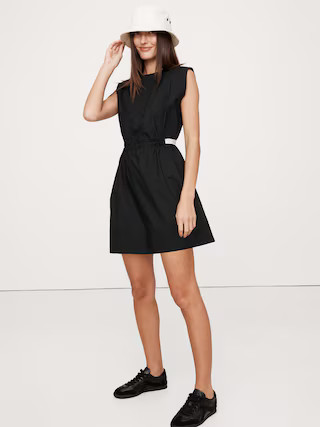 Cotton Poplin Cinch-Waist Mini Dress | Banana Republic (US)